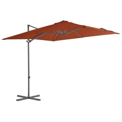 Umbrelă în consolă cu stâlp din oțel, cărămiziu, 250x250 cm GartenMobel Dekor