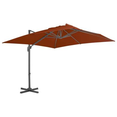 Umbrelă în consolă cu stâlp din aluminiu, cărămiziu, 300x300 cm GartenMobel Dekor