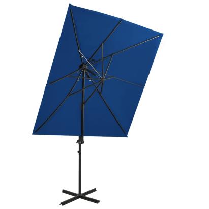Umbrelă suspendată cu înveliș dublu, albastru azuriu 250x250 cm GartenMobel Dekor