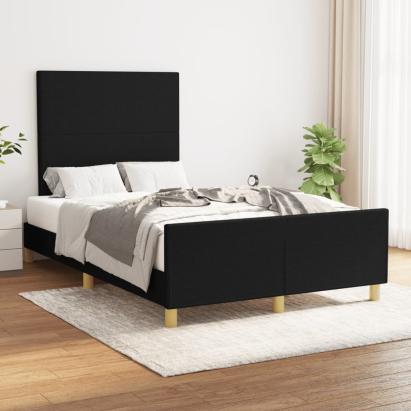 Cadru de pat cu tăblie, negru, 120x200 cm, textil GartenMobel Dekor