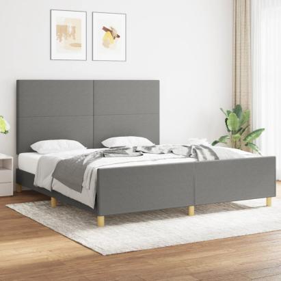 Cadru de pat cu tăblie, gri închis, 180x200 cm, textil GartenMobel Dekor