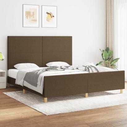 Cadru de pat cu tăblie, maro închis, 180x200 cm, textil GartenMobel Dekor