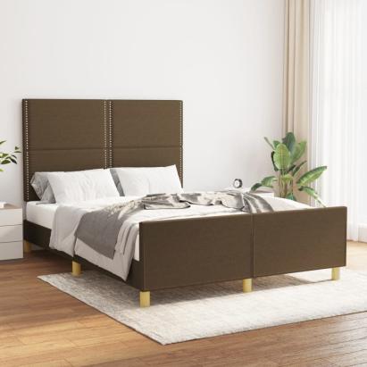 Cadru de pat cu tăblie, maro închis, 140x190 cm, textil GartenMobel Dekor