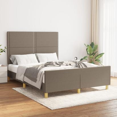 Cadru de pat cu tăblie, gri taupe, 140x190 cm, textil GartenMobel Dekor