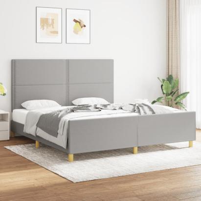 Cadru de pat cu tăblie, gri deschis, 180x200 cm, textil GartenMobel Dekor