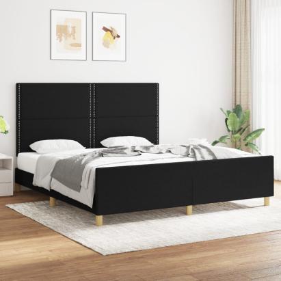 Cadru de pat cu tăblie, negru, 180x200 cm, textil GartenMobel Dekor