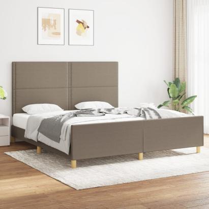 Cadru de pat cu tăblie, gri taupe, 180x200 cm, textil GartenMobel Dekor