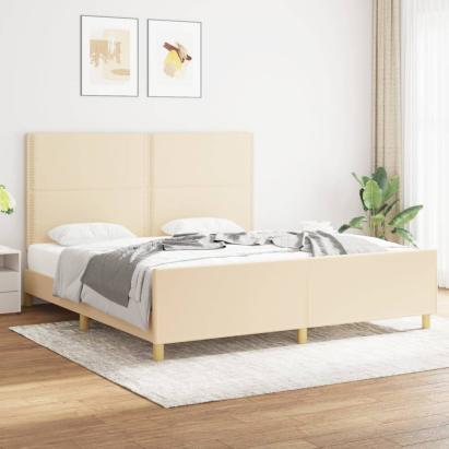 Cadru de pat cu tăblie, crem, 180x200 cm, textil GartenMobel Dekor
