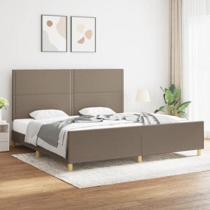 Cadru de pat cu tăblie, gri taupe, 200x200 cm, textil GartenMobel Dekor