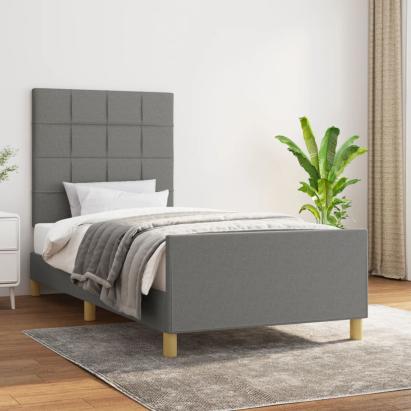 Cadru de pat cu tăblie, gri închis, 80x200 cm, textil GartenMobel Dekor