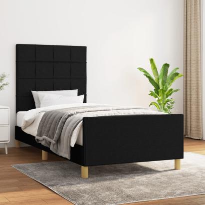 Cadru de pat cu tăblie, negru, 80x200 cm, textil GartenMobel Dekor