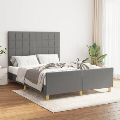Cadru de pat cu tăblie, gri închis, 140x200 cm, textil GartenMobel Dekor