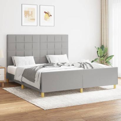 Cadru de pat cu tăblie, gri deschis, 160x200 cm, textil GartenMobel Dekor