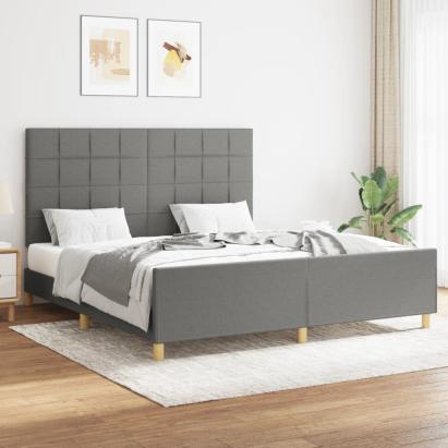 Cadru de pat cu tăblie, gri închis, 160x200 cm, textil GartenMobel Dekor