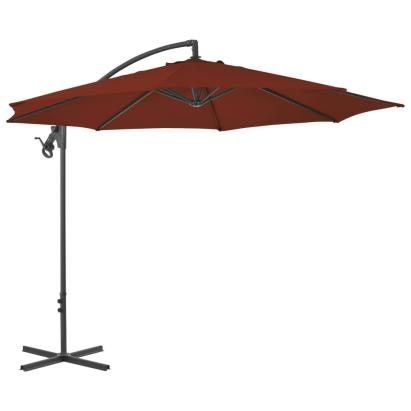 Umbrelă suspendată cu stâlp din oțel, cărămiziu, 300 cm GartenMobel Dekor