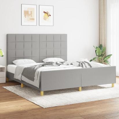 Cadru de pat cu tăblie, gri deschis, 180x200 cm, textil GartenMobel Dekor