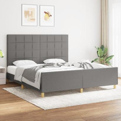 Cadru de pat cu tăblie, gri închis, 180x200 cm, textil GartenMobel Dekor