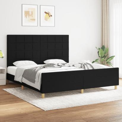 Cadru de pat cu tăblie, negru, 180x200 cm, textil GartenMobel Dekor