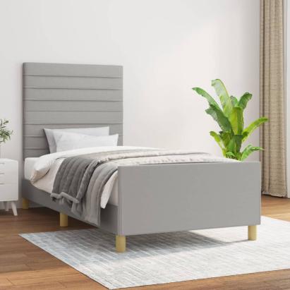 Cadru de pat cu tăblie, gri deschis, 90x200 cm, textil GartenMobel Dekor