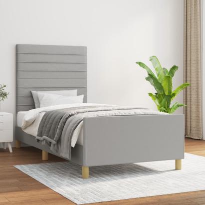 Cadru de pat cu tăblie, gri deschis, 100x200 cm, textil GartenMobel Dekor