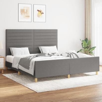 Cadru de pat cu tăblie, gri închis, 160x200 cm, textil GartenMobel Dekor