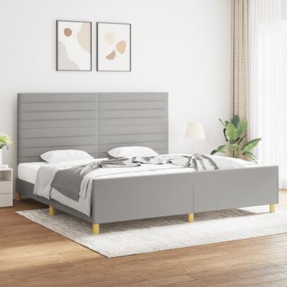 Cadru de pat cu tăblie, gri deschis, 200x200 cm, textil GartenMobel Dekor