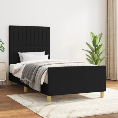 Cadru de pat cu tăblie, negru, 80x200 cm, textil GartenMobel Dekor