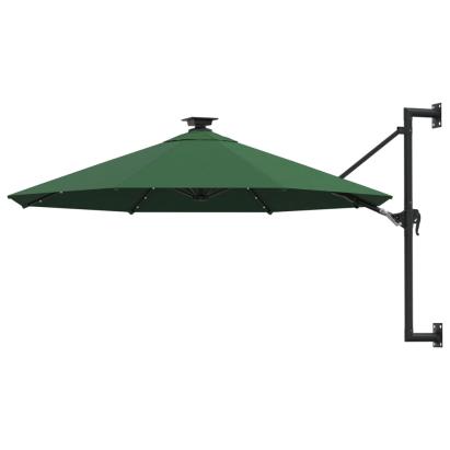 Umbrelă soare LED montaj pe perete stâlp metal verde 300 cm GartenMobel Dekor