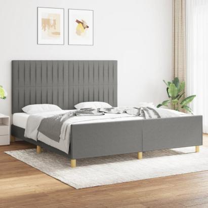 Cadru de pat cu tăblie, gri închis, 180x200 cm, textil GartenMobel Dekor