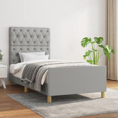 Cadru de pat cu tăblie, gri deschis, 80x200 cm, textil GartenMobel Dekor