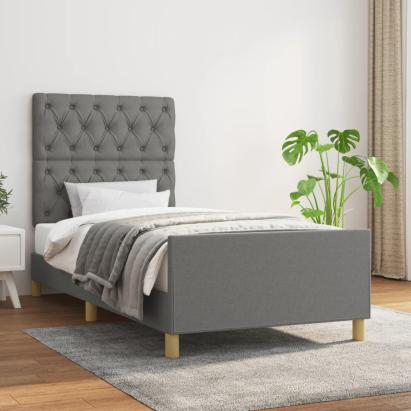 Cadru de pat cu tăblie, gri închis, 80x200 cm, textil GartenMobel Dekor
