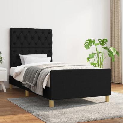 Cadru de pat cu tăblie, negru, 80x200 cm, textil GartenMobel Dekor