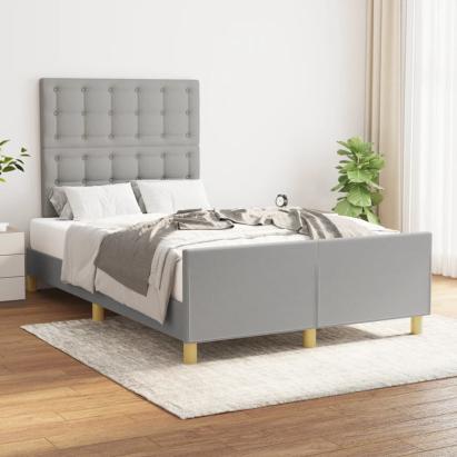 Cadru de pat cu tăblie, gri deschis, 120x200 cm, textil GartenMobel Dekor