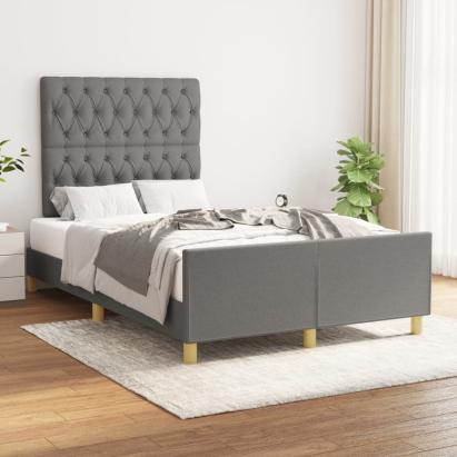 Cadru de pat cu tăblie, gri închis, 120x200 cm, textil GartenMobel Dekor