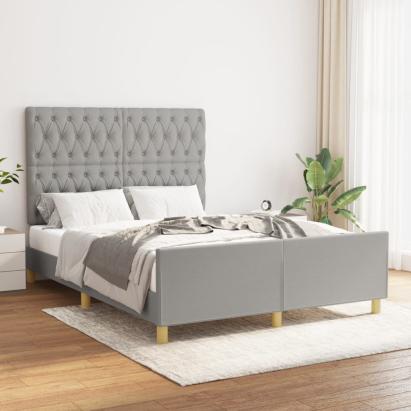 Cadru de pat cu tăblie, gri deschis, 140x200 cm, textil GartenMobel Dekor