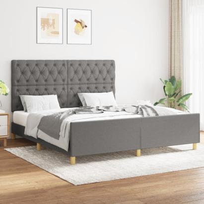 Cadru de pat cu tăblie, gri închis, 160x200 cm, textil GartenMobel Dekor