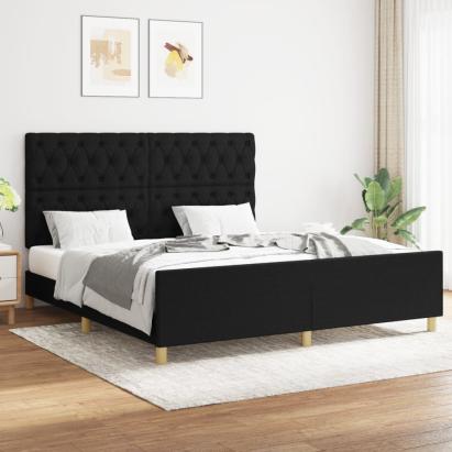 Cadru de pat cu tăblie, negru, 160x200 cm, textil GartenMobel Dekor