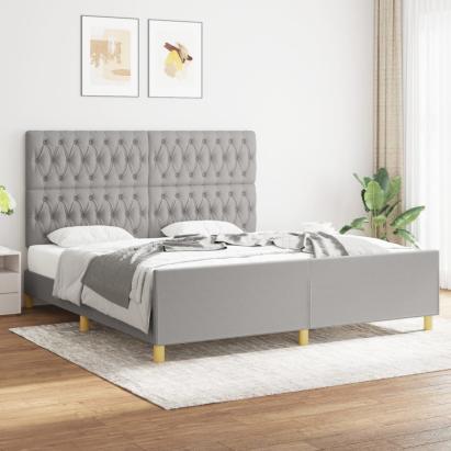 Cadru de pat cu tăblie, gri deschis, 180x200 cm, textil GartenMobel Dekor