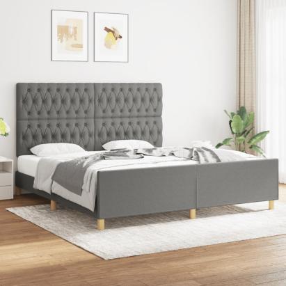 Cadru de pat cu tăblie, gri închis, 180x200 cm, textil GartenMobel Dekor