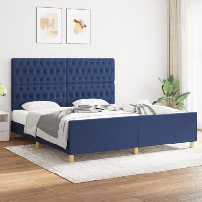 Cadru de pat cu tăblie, albastru, 180x200 cm, textil GartenMobel Dekor