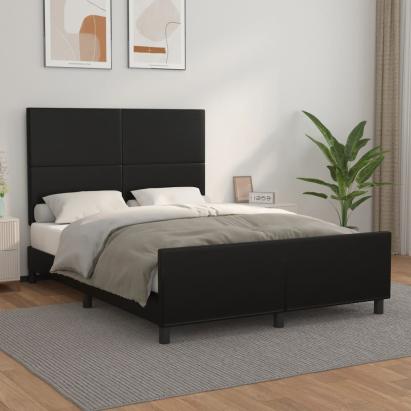 Cadru de pat cu tăblie, negru, 140x200 cm, piele ecologică GartenMobel Dekor