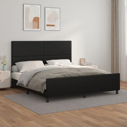 Cadru de pat cu tăblie, negru, 180x200 cm, piele ecologică GartenMobel Dekor