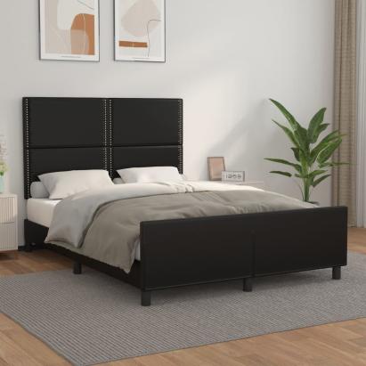 Cadru de pat cu tăblie, negru, 140x200 cm, piele ecologică GartenMobel Dekor