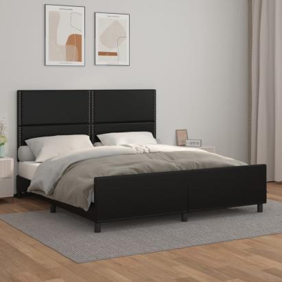 Cadru de pat cu tăblie, negru, 180x200 cm, piele ecologică GartenMobel Dekor