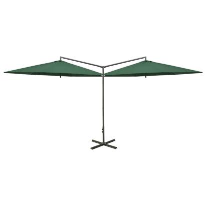 Umbrelă de soare dublă cu stâlp din oțel, verde, 600 cm GartenMobel Dekor