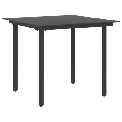 Masă de grădină, negru, 80 x 80 x 74 cm, oțel și sticlă GartenMobel Dekor