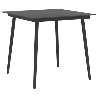 Masă de grădină, negru, 80 x 80 x 74 cm, oțel și sticlă GartenMobel Dekor