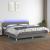 Pat cu arcuri, saltea și LED, gri închis, 200x200 cm, textil GartenMobel Dekor