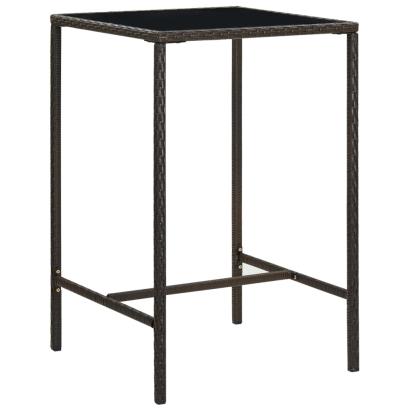 Masă de bar de grădină, maro, 70x70x110 cm, poliratan și sticlă GartenMobel Dekor