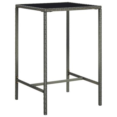 Masă de bar de grădină, gri, 70x70x110 cm, poliratan și sticlă GartenMobel Dekor